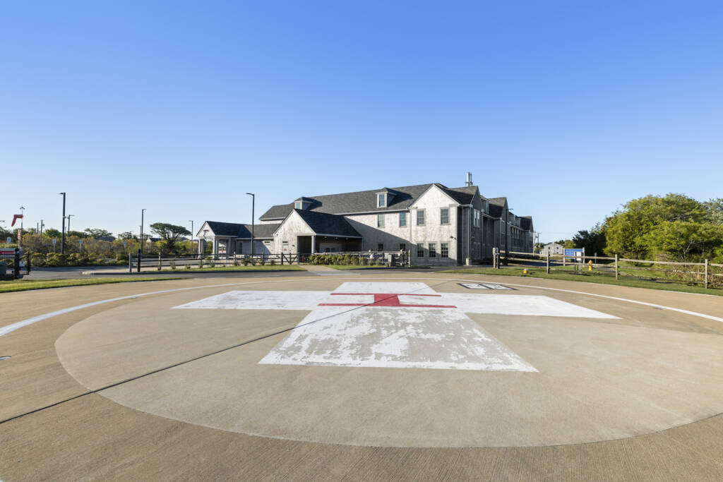 Nantucket Hospital helicopter landing pad in daytime