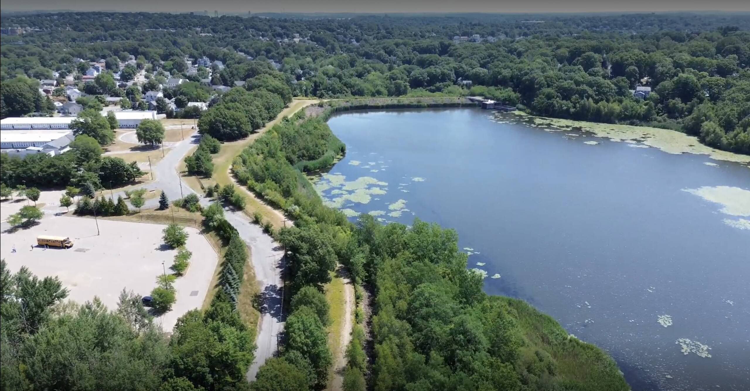 Residences at South Shore Braintree aerial of pond