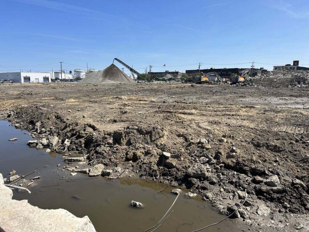 Concrete crushing and aggregate processing during site redevelopment at Chelsea Point in Franklin, MA