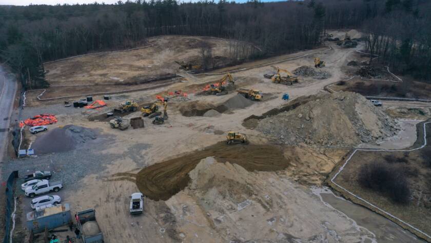 Construction site with heavy machinery