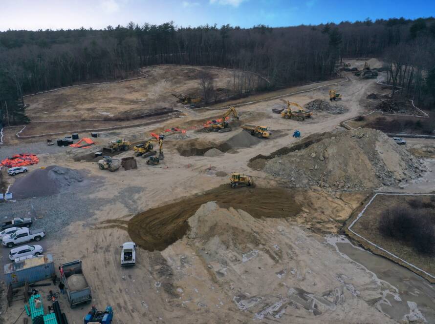 Construction site with heavy machinery