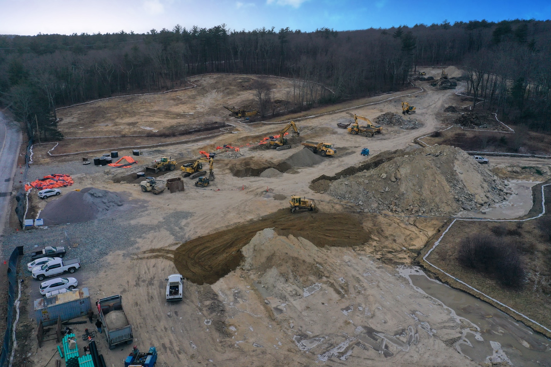 Construction site with heavy machinery